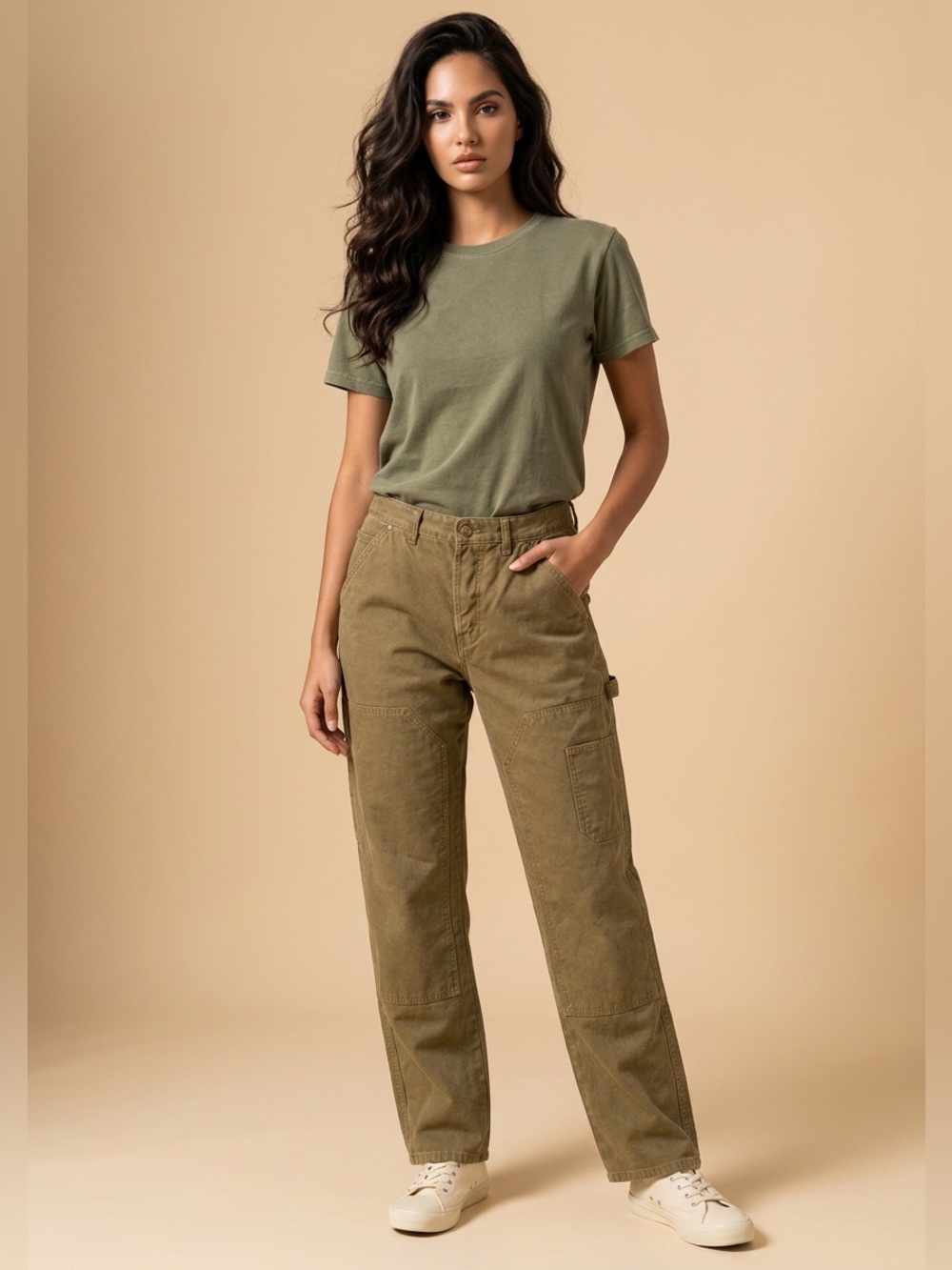 FRAME Le Slouch Utility Carpenter Patch Jeans Surplus Army Green [size 26]